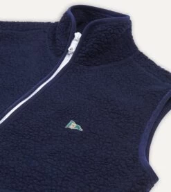 Navy Boucle Wool Zip Fleece Vest 11 Navy Boucle Wool Zip Fleece Vest -Drakes Shop DR2A5O21569 02250 3
