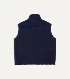 Navy Boucle Wool Zip Fleece Vest 12 Navy Boucle Wool Zip Fleece Vest -Drakes Shop DR2A5O21569 02250 5