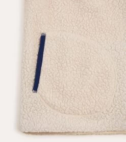 Ecru Boucle Wool Zip Fleece Vest -Drakes Shop DR2A5O21569 04000 5 LR