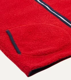 Red Boucle Wool Zip Fleece Vest -Drakes Shop DR2A5O21569 06700 4