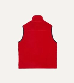 Red Boucle Wool Zip Fleece Vest -Drakes Shop DR2A5O21569 06700 6