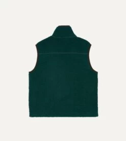 Dark Green Boucle Wool Zip Fleece Vest -Drakes Shop DR2A5O21569 07400 6