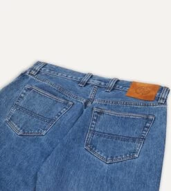 Bleach Wash 14.2oz Japanese Selvedge Denim Five-Pocket Jeans -Drakes Shop DR2A6A19555 03200 5