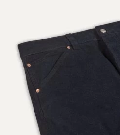 Navy Japanese Selvedge Needlecord Five-Pocket Trousers -Drakes Shop DR2A6A20940 01250 3