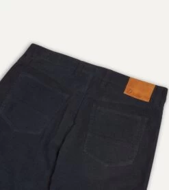 Navy Japanese Selvedge Needlecord Five-Pocket Trousers -Drakes Shop DR2A6A20940 01250 5