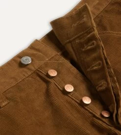 Tan Japanese Selvedge Needlecord Five-Pocket Trousers -Drakes Shop DR2A6A20940 03300 4