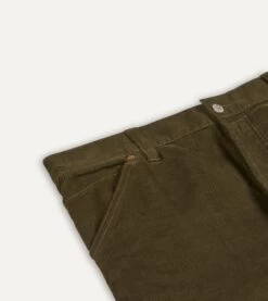 Green Japanese Selvedge Needlecord Five-Pocket Trousers -Drakes Shop DR2A6A20940 04400 3