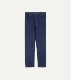 Navy Lightweight Cotton Canvas Five-Pocket Jeans