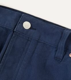Navy Lightweight Cotton Canvas Five-Pocket Jeans -Drakes Shop DR2A6A22136 01250 3 LR