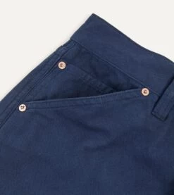Navy Lightweight Cotton Canvas Five-Pocket Jeans -Drakes Shop DR2A6A22136 01250 4 LR
