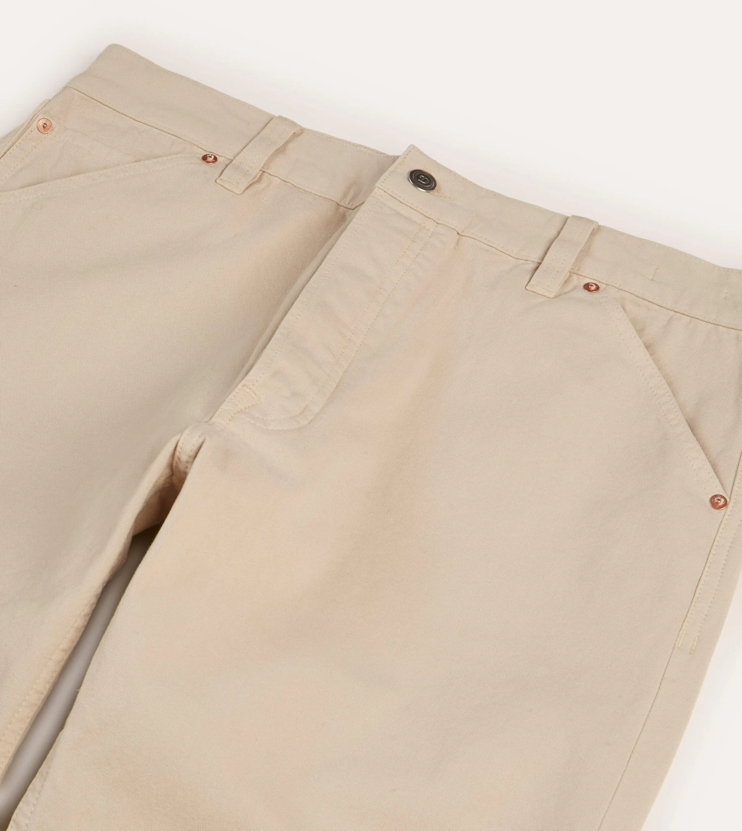 Ecru Lightweight Cotton Canvas Five-Pocket Jeans 5 Ecru Lightweight Cotton Canvas Five-Pocket Jeans - Image 3