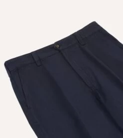 Navy Cotton Flat Front Chino 10 Navy Cotton Flat Front Chino -Drakes Shop DR2A6B22015 04250 3
