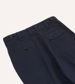 Navy Cotton Flat Front Chino 11 Navy Cotton Flat Front Chino -Drakes Shop DR2A6B22015 04250 4