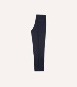 Navy Cotton Flat Front Chino 12 Navy Cotton Flat Front Chino -Drakes Shop DR2A6B22015 04250 5