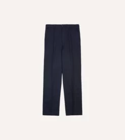 Navy Cotton Flat Front Chino 13 Navy Cotton Flat Front Chino -Drakes Shop DR2A6B22015 04250 6