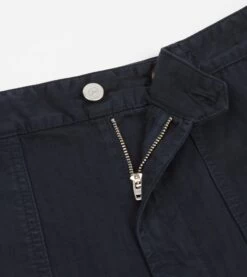 Navy Herringbone Cotton Fatigue Shorts -Drakes Shop DR2A6B22429 02250 4