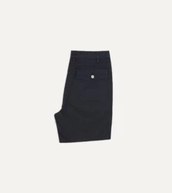 Navy Herringbone Cotton Fatigue Shorts -Drakes Shop DR2A6B22429 02250 6