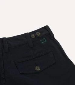 Navy Textured Cotton Flat Front Chino -Drakes Shop DR2A6B22665 01250 5