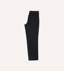 Navy Textured Cotton Flat Front Chino -Drakes Shop DR2A6B22665 01250 6