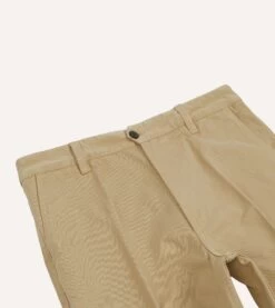 Sand Textured Cotton Flat Front Chino -Drakes Shop DR2A6B22665 04500 3