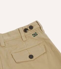 Sand Textured Cotton Flat Front Chino -Drakes Shop DR2A6B22665 04500 5