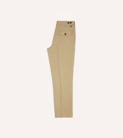Sand Textured Cotton Flat Front Chino -Drakes Shop DR2A6B22665 04500 6