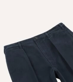 Navy Heavy Cotton Twill Games Trousers -Drakes Shop DR2A6B23537 01250 3