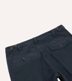 Navy Heavy Cotton Twill Games Trousers -Drakes Shop DR2A6B23537 01250 4