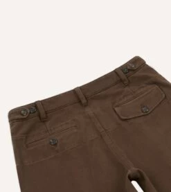 Brown Heavy Cotton Twill Games Trousers -Drakes Shop DR2A6B23537 03300 4