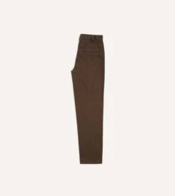Brown Heavy Cotton Twill Games Trousers -Drakes Shop DR2A6B23537 03300 5