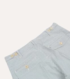 Blue And White Seersucker Games Trousers -Drakes Shop DR2A6C22403 02202 4