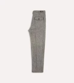 Grey Harris Tweed One Pleat Games Trousers -Drakes Shop DR2A6C22799 01103 6