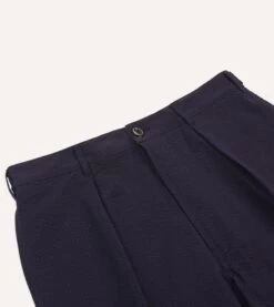 Navy Seersucker Games Trousers -Drakes Shop DR2A6C24004 01250 3