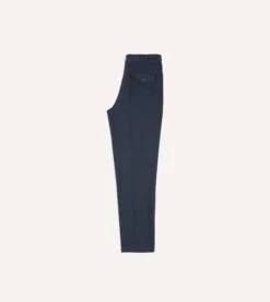 Navy Herringbone Cotton Games Trousers -Drakes Shop DR2A6C24115 01250 6