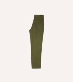 Olive Herringbone Cotton Games Trousers -Drakes Shop DR2A6C24115 02400 6