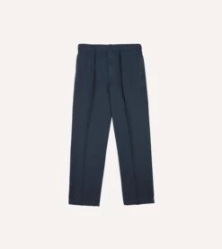 Navy Cotton Canvas Games Trousers -Drakes Shop DR2A6C24116 01250 3