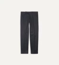 Navy Cotton Drill Flat Front Trouser