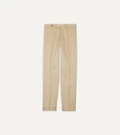 Sand Cotton Drill Flat Front Trouser