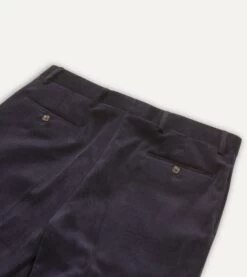 Navy Mid-Wale Corduroy Flat Front Trouser 10 Navy Mid-Wale Corduroy Flat Front Trouser -Drakes Shop DR2A6D21376 01250 4