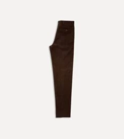 Brown Mid-Wale Corduroy Flat Front Trouser -Drakes Shop DR2A6D21376 03300 5
