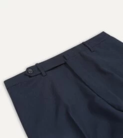Navy Tropical Wool Flat Front Trouser 9 Navy Tropical Wool Flat Front Trouser -Drakes Shop DR2A6D21378 01250 3