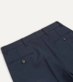 Navy Tropical Wool Flat Front Trouser 10 Navy Tropical Wool Flat Front Trouser -Drakes Shop DR2A6D21378 01250 4