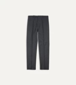 Charcoal Tropical Wool Flat Front Trouser