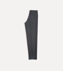 Charcoal Tropical Wool Flat Front Trouser -Drakes Shop DR2A6D21378 02600 5