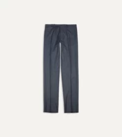 Grey Worsted Wool Flat Front Trouser