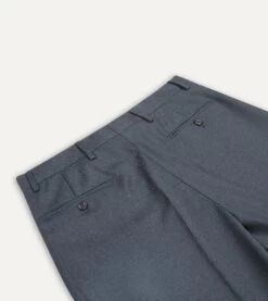 Grey Worsted Wool Flat Front Trouser 10 Grey Worsted Wool Flat Front Trouser -Drakes Shop DR2A6D21380 01600 4