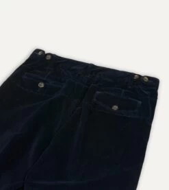 Navy Cotton Corduroy Games Trousers -Drakes Shop DR2A6E 22619 01 250 5
