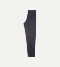 Navy Cotton Drill Single Pleat Trouser -Drakes Shop DR2A6E21375 01250 6