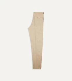 Sand Cotton Drill Single Pleat Trouser -Drakes Shop DR2A6E21375 03050 6