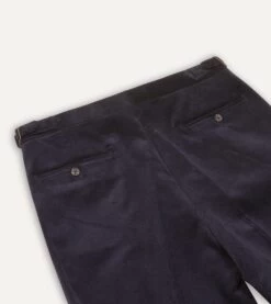 Navy Mid-Wale Corduroy Single Pleat Trouser -Drakes Shop DR2A6E21376 01250 5